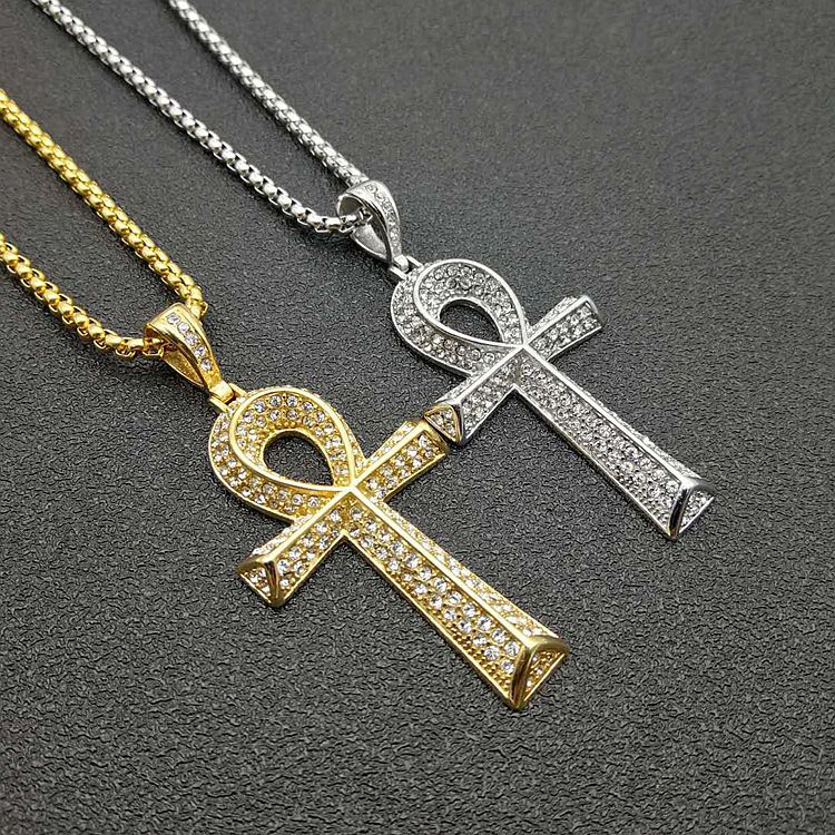 High Quality Jesus Cross Pendant Necklace Stainless Steel 18K Gold Plated Religious Jewelry for Women Men Faith Necklace