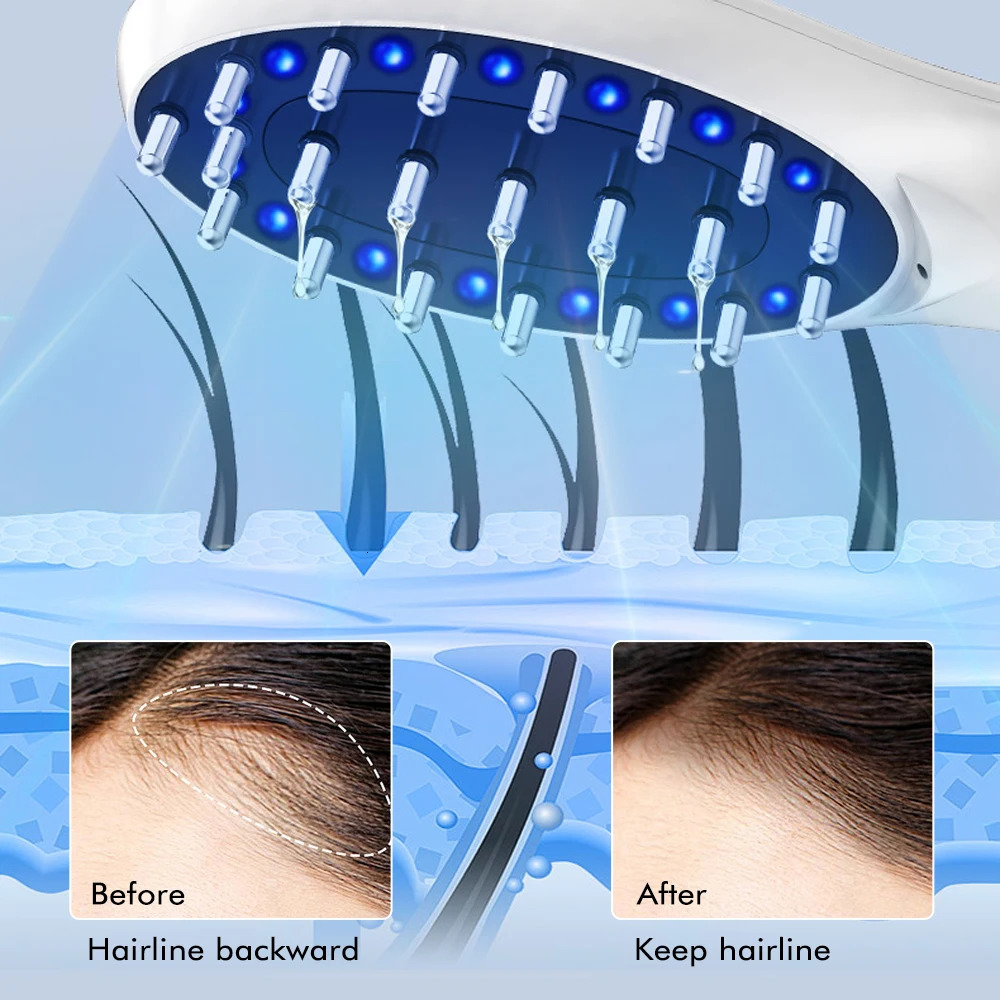 Hair Brushes EMS Electric Massage Comb Vibration LED Red Light Therapy Hair Massage Scalp Brush for Hair Growth Anti Hair Loss Hair Care 231012