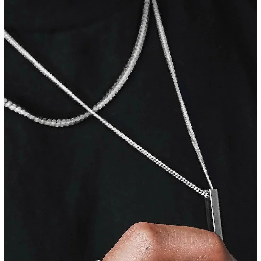Chokers Vnox 3D Vertical Bar Necklaces for Men Layering Stainless Steel Geometric Pendant Layered Wheat Rope Cuban Chain Boy Collar 231012