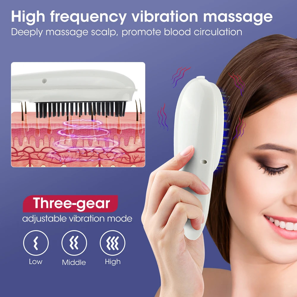 Hair Brushes Red and Blue Light Electric Massage Comb Head Massager Pon Physiotherapy Hair Care Comb Vibrating Hair Growth Anti Hair Loss 231012