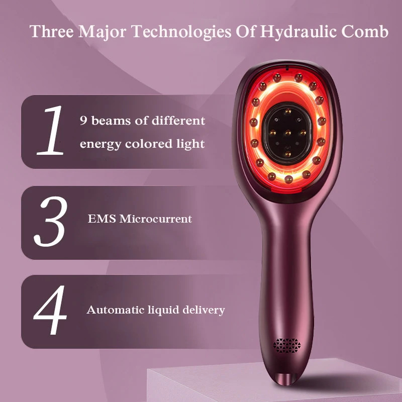 Hair Brushes EMS Electric Massage Comb LED Light Pon Therapy Vibration Scalp Head Massager Anti Hair-loss Nourishing Hair Regrowth Device 231012