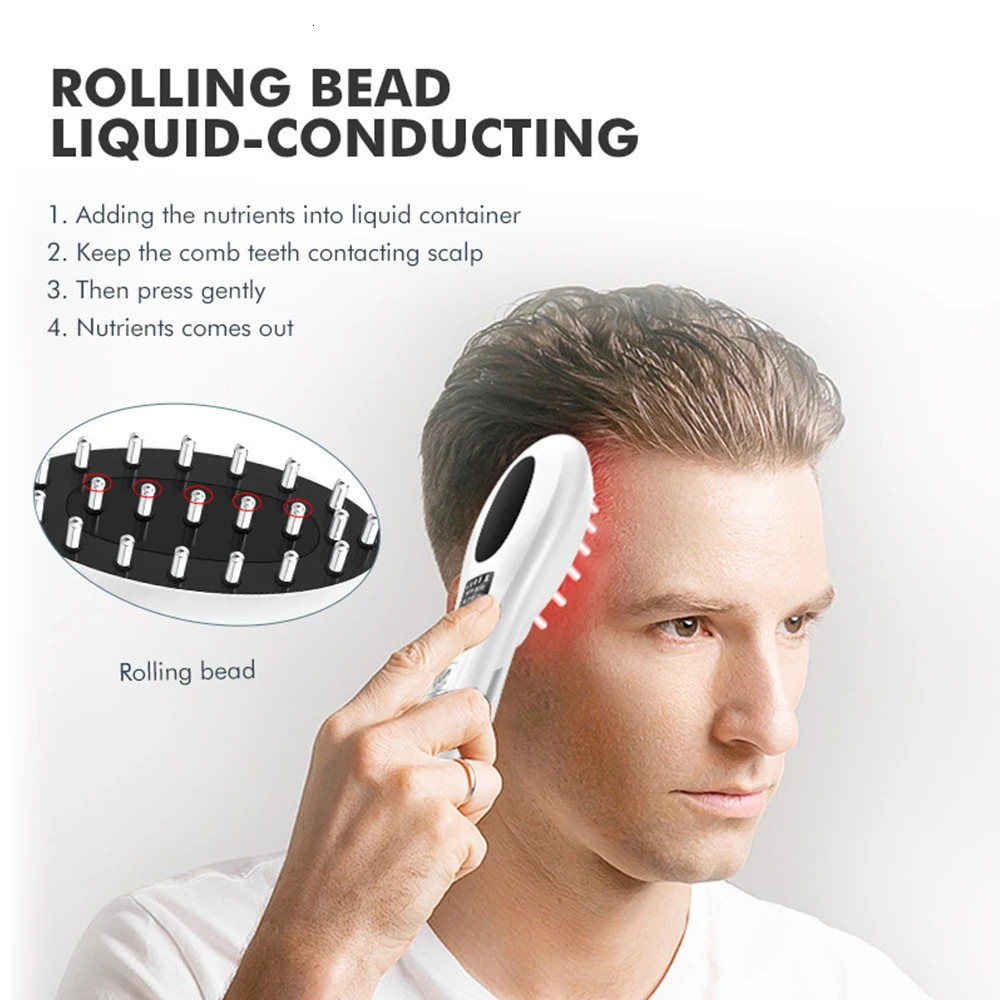 Hair Brushes EMS Electric Massage Comb Vibration LED Red Light Therapy Hair Massage Scalp Brush for Hair Growth Anti Hair Loss Hair Care 231012