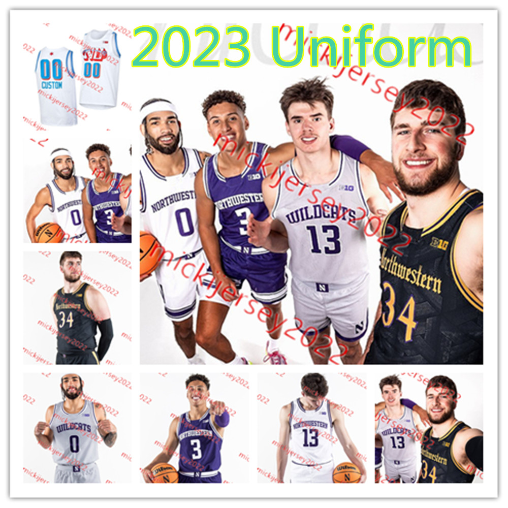 Jalen Leach Angelo Ciaravino Northwestern Wildcats Basketball Jersey 3 Jake West 0 Boo Buie 2 Nick Martinelli 3 Ty Berry Custom Stitched Northwestern Jerseys