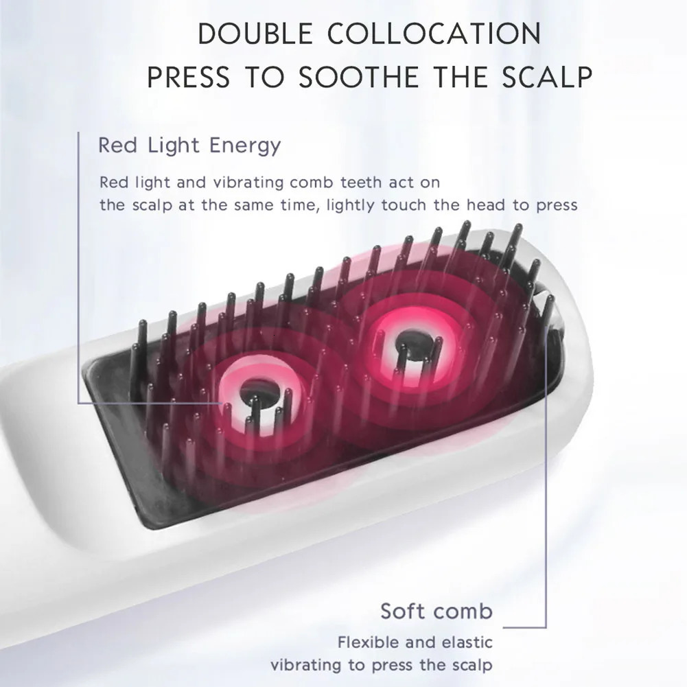 Hair Brushes Beauty Health Multifunctional Portable 0.5W Red Light Massage Comb Efficiently Relief Baldness Hair Caring Tool for Hair Caring 231012