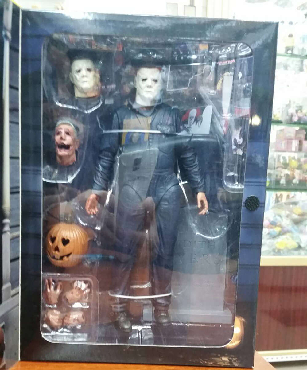 Mascot Costumes Neca Figure Halloween Ultimate Laurie Strode Michael Myers Pumpkin with Led Light Pvc Action Figure Model Toy Joint Movable Doll