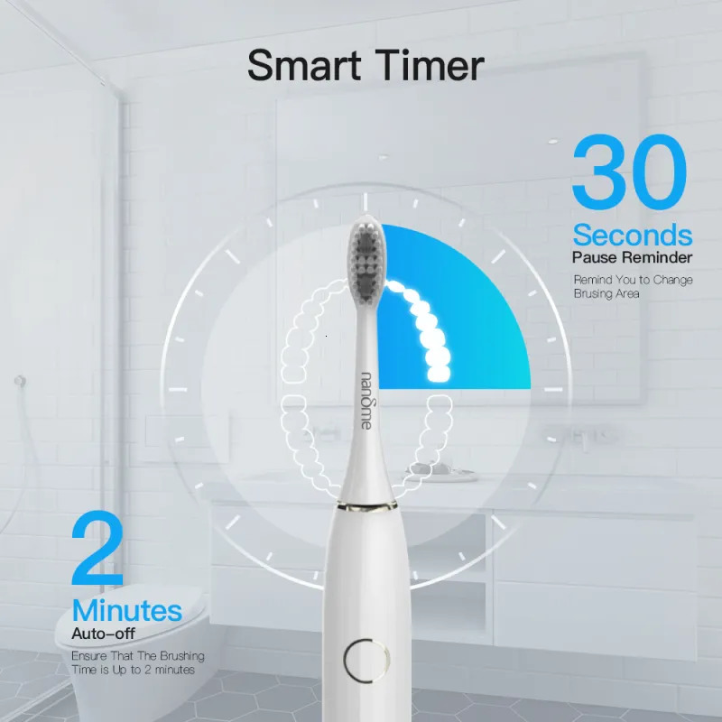 Toothbrush Nandme NX8000 Smart Sonic Electric Toothbrush IPX7 Waterproof Micro Vibration Deep Cleaning Whitener Without Hurting Teeth 231012