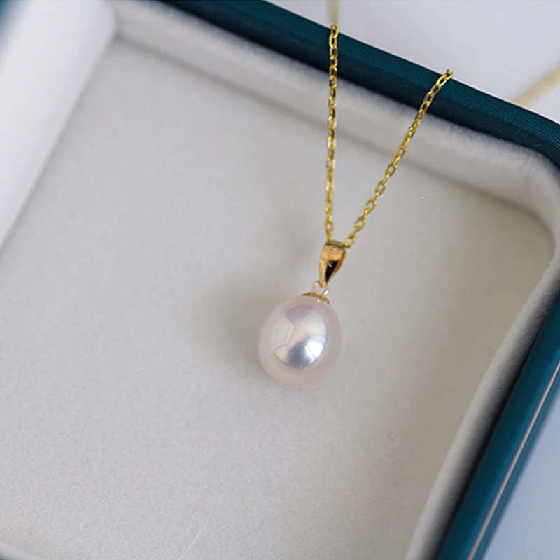 Pendant Necklaces YUNLI Real 18K Yellow Gold Necklace Water Drop Natural Freshwater Pearl Pure AU750 Fine Jewelry for Women PE020 231011