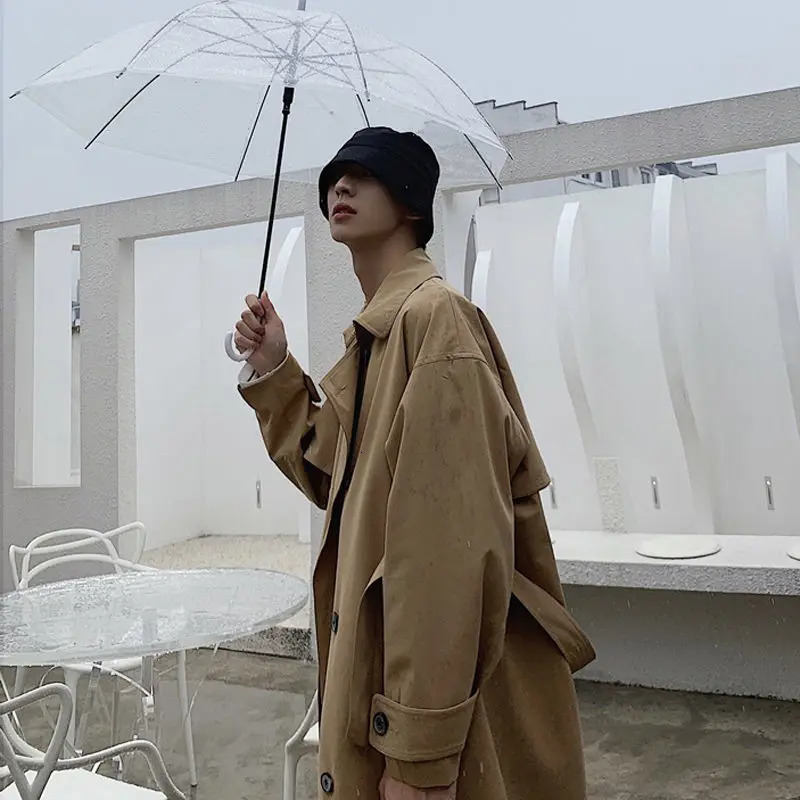 Men's Wool Blends Gmiixder Kpop Windbreaker Korean Trend Mid Length Handsome Over Knee Coat British Autumn Winter Couple Elegant Cloak 231011