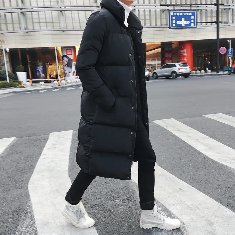 Men's Down Parkas Men Winter Jacket For Coat Solid Color Park Long Warm Male Thick Slim Fit Outerwear 4XL Black 231011