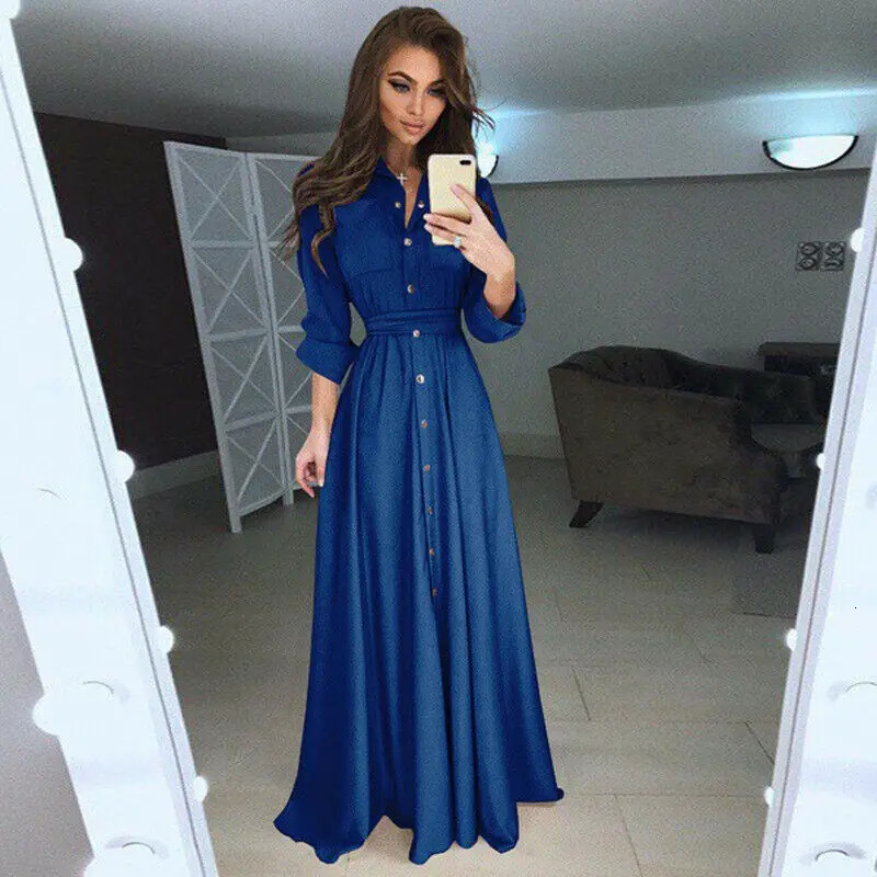 Urban Sexy Dresses Autumn Winter Fashion Women's Solid Color Long-sleeved Lapel Button All-match Long Shirt Dress Party Office 231011