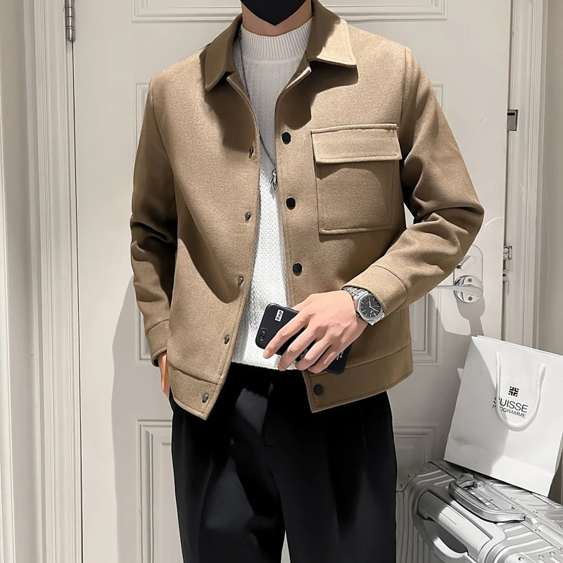 Men's Down Parkas 2023 The Latest Woolen Jackets Coat for Fall Solid Color Lapels Are Fashionable Slim Daily Casual Wear Outerwear 231011