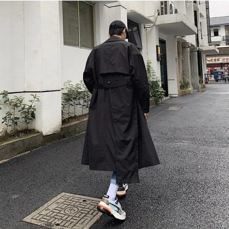 Men's Wool Blends Gmiixder Kpop Windbreaker Korean Trend Mid Length Handsome Over Knee Coat British Autumn Winter Couple Elegant Cloak 231011