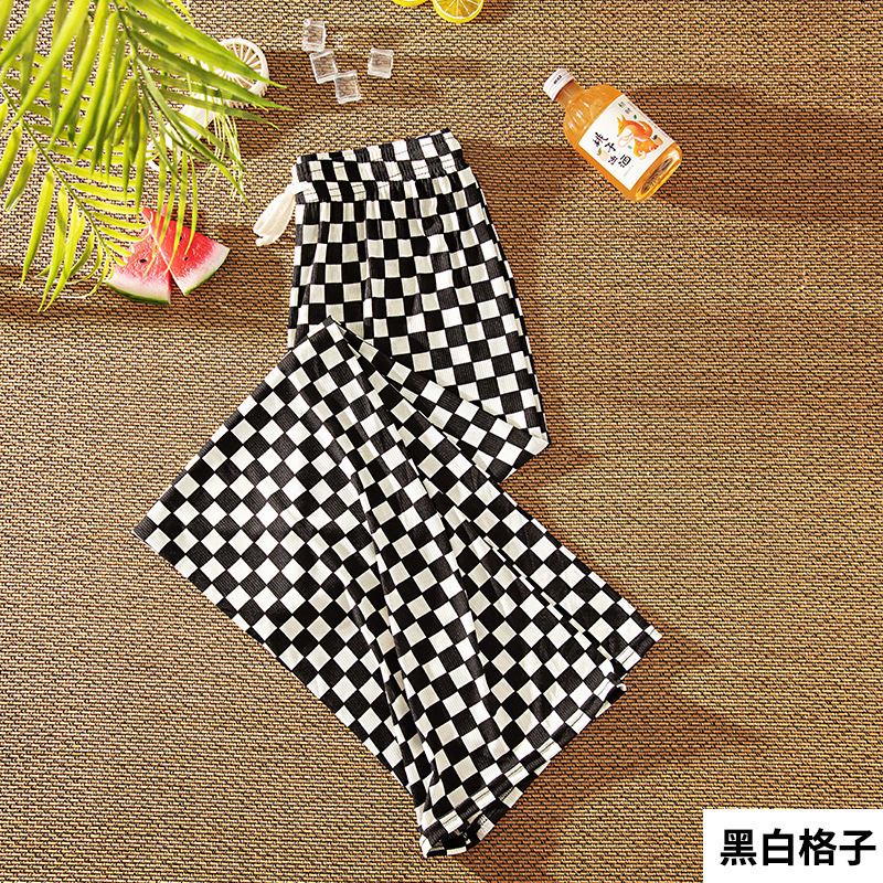 Women's Pants Capris Checkerboard wide leg pants for women in spring and autumn 2023 new high waisted plaid loose and slim casual straight leg pa