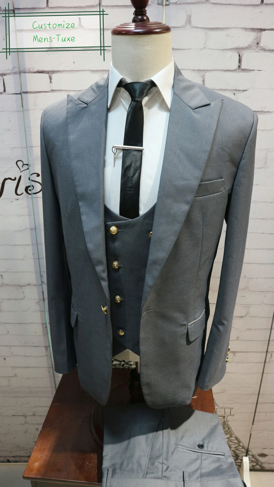 Men's Suits Blazers Men's Suit 3 Piece One Button Lapel Double Breasted Slim Fit Casual Business Dress Suits For Wedding Tuxedo BlazerPantsV