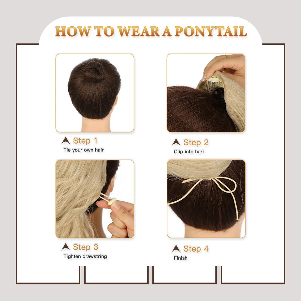 Lace Wigs AISI BEAUTY Synthetic Long Wavy tail for Women Blonde Black Red Drawstring tail Clip-In Hair 231012