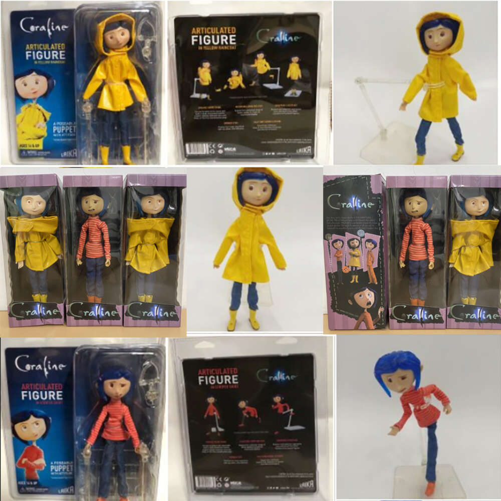 Mascot Costumes Neca Figure Coraline Doll the Secret Door Coraline Y La Puerta Secreta Raincoat Striped Shirt Toy Action Figure Model Toys Decor