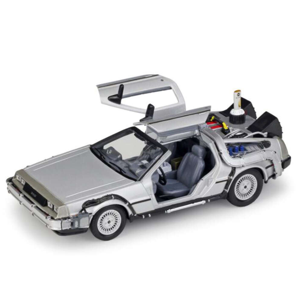 Mascot Costumes Back to the Future 1/24 Metal Alloy Car Diecast Marty Mcfly Part 1 2 3 Time Hine Delorean Dmc-12 Model Toy Bookshelf Ornament