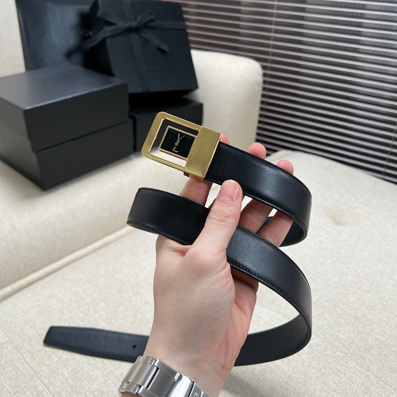 Belts 2 Options Designer Belt Womens Luxury Belts Genuine Leather Golden S smooth Buckle Betls High Quality Men Women Fashionable Versatile Waistband Width 30cm