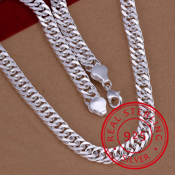 Pendant Necklaces Pure 925 Silver Necklaces for Men 10mm Chain Necklace Collier 20inch Choker Fashion Male Jewelry Accessories Gifts Bijoux 231012