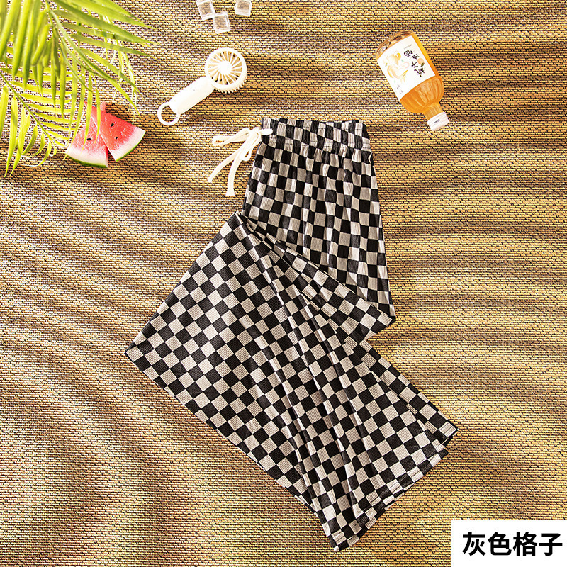 Women's Pants Capris Checkerboard wide leg pants for women in spring and autumn 2023 new high waisted plaid loose and slim casual straight leg pa