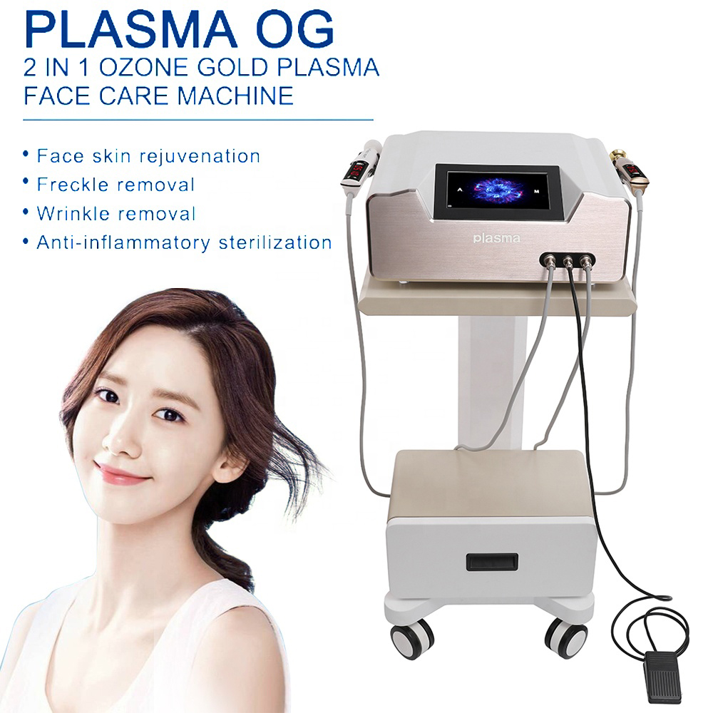 Advanced Desktop Plasma Ozone Pens Skin Tightening Acne Scar Therapy Face Shape Building Anti-wrinkle Equipment with 2 Handles for Women