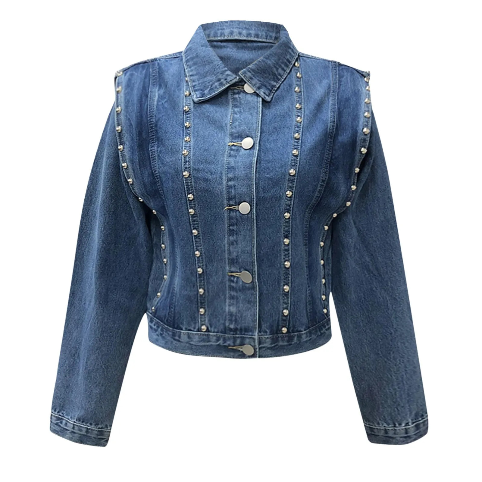 Women's Jackets Winter Women Denim Coats Girls Autumn Overcoat Button Down Short Jean Jacket Long Sleeve Coat With Pocket 231011