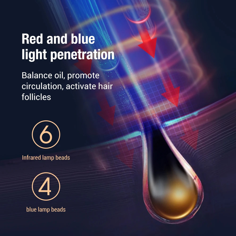 Hair Brushes Electric Head Massage Comb Anti Hair Loss Infrared Hair Growth Comb Scalp Massager Red Blue Light Treatment Head Scalp Massage 231012