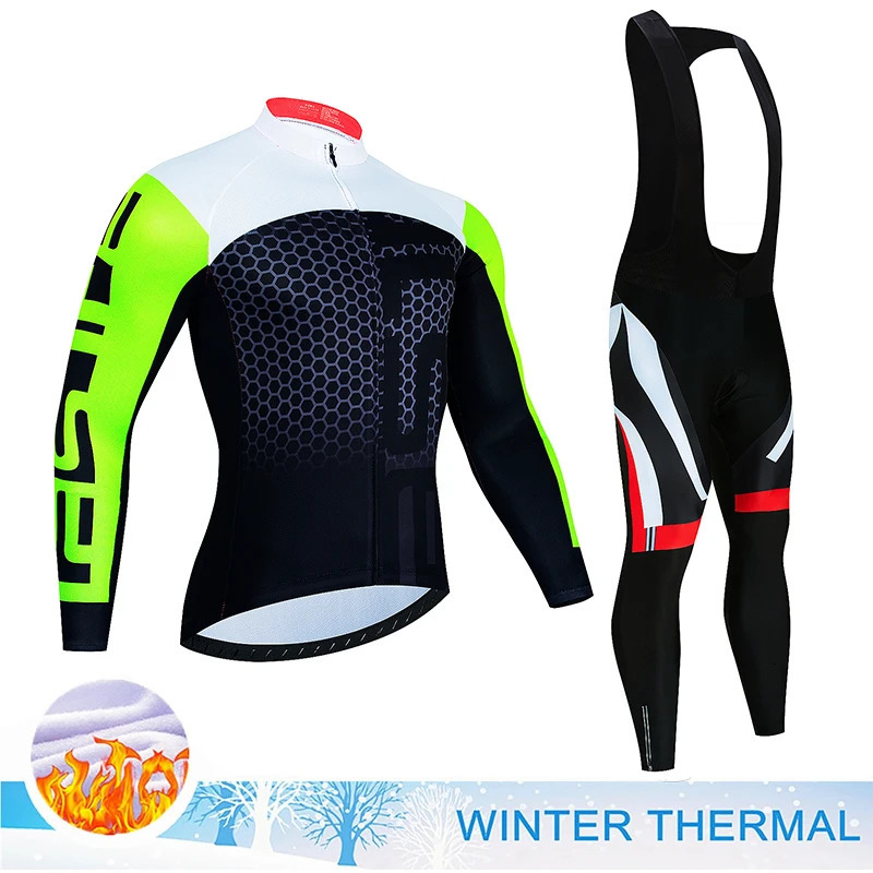 Cycling Jersey Sets 2024 Winter Cycling Jersey Sets Men Thermal Fleece Bicycle Clothing Road Bike Shirt MTB Uniform Ropa Ciclismo Warm Bib Pants 23101