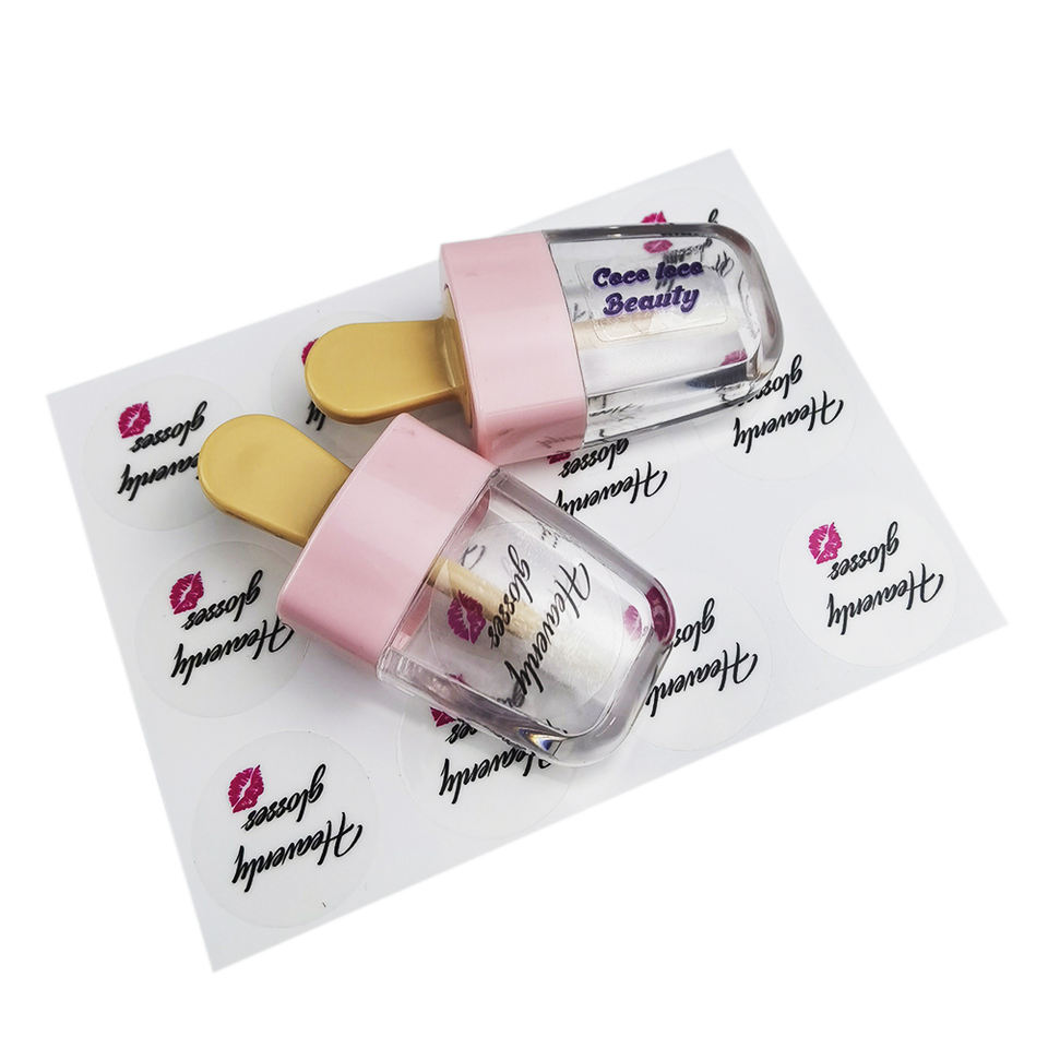 Custom Logo Printed Transparent Clear Circle Shape Adhesive Sticker for Milk Tea Drinks Cup Labels