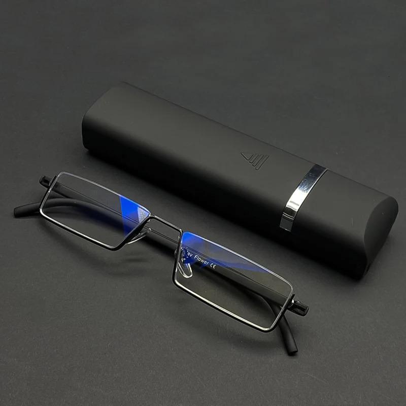 Sunglasses Frames May Flower TR90 Presbyopic Glasses Man Blue Light Reading Men Metal Square For Sight Plus Lenses 1 75 2 25 2 75 231012