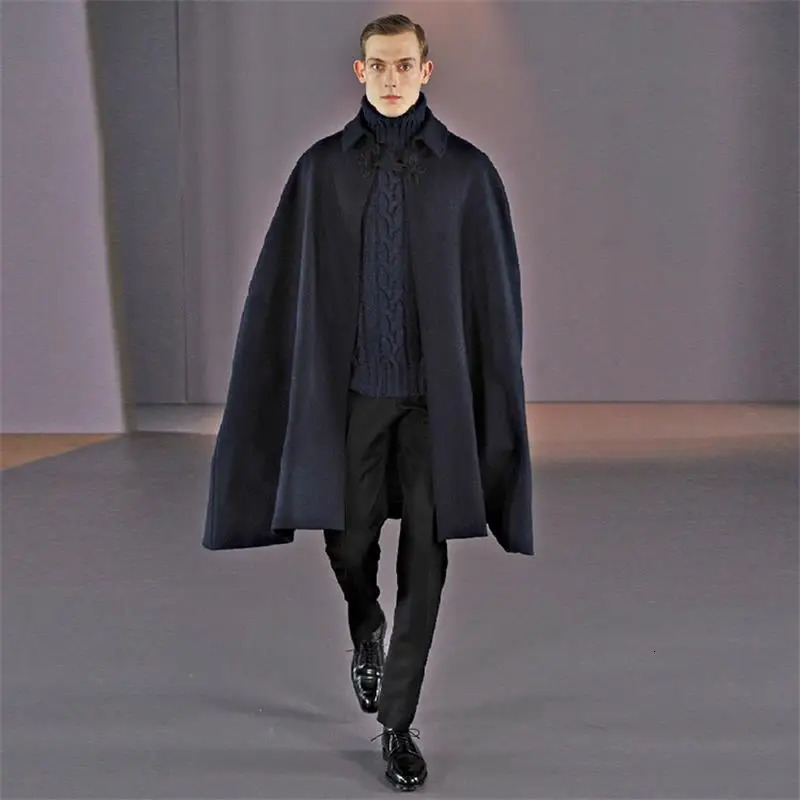 Men's Wool Blends Male Mao Ni coat loose custom cloak shawl British style gentleman 231011
