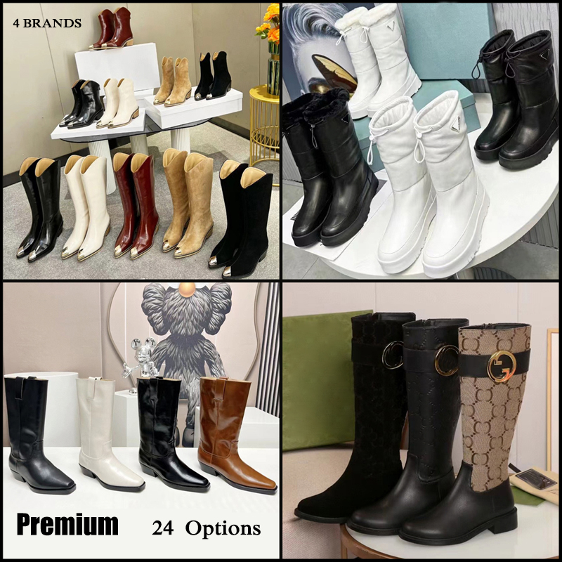 Premium Leather 4Brands Fashion Women's Leather Boots No/With Fur Warm Boots 35-42