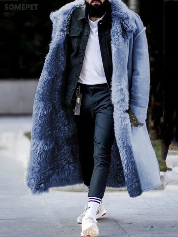Men's Wool Blends Winter Product Extended Thicken Coat Lapel Frosted Fleece Long Sleeve Warm Cotton Four Colors 231011