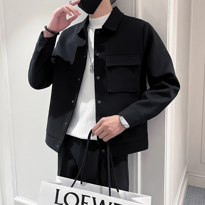 Men's Down Parkas 2023 The Latest Woolen Jackets Coat for Fall Solid Color Lapels Are Fashionable Slim Daily Casual Wear Outerwear 231011