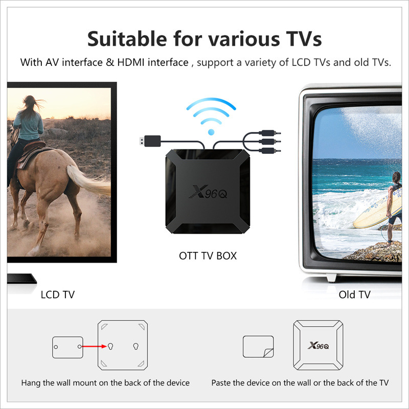 X96Q Android 10 Smart TV box Allwinner H313 Quad Core 4K 60fps 2.4G Wifi Google Youtube 1G+8G/2+16G Media Player EU US UK AU plug