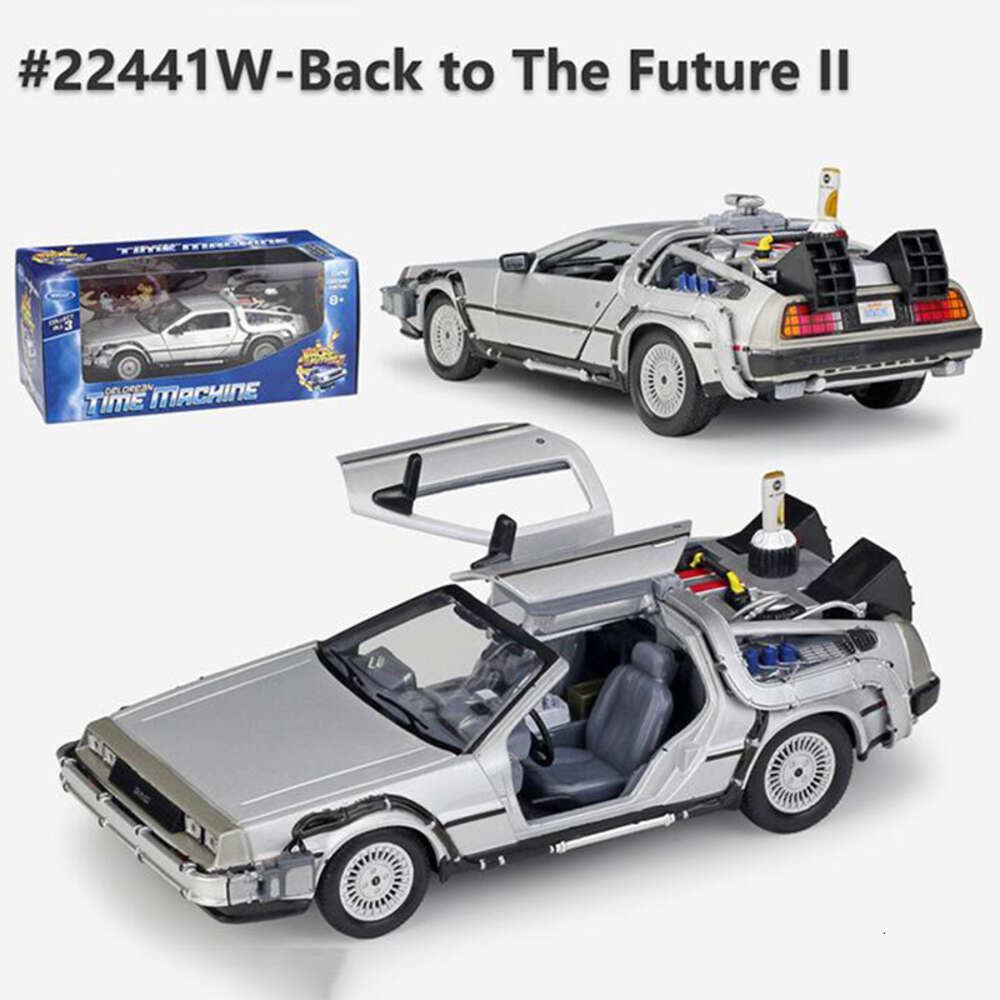 Mascot Costumes Back to the Future 1/24 Metal Alloy Car Diecast Marty Mcfly Part 1 2 3 Time Hine Delorean Dmc-12 Model Toy Bookshelf Ornament