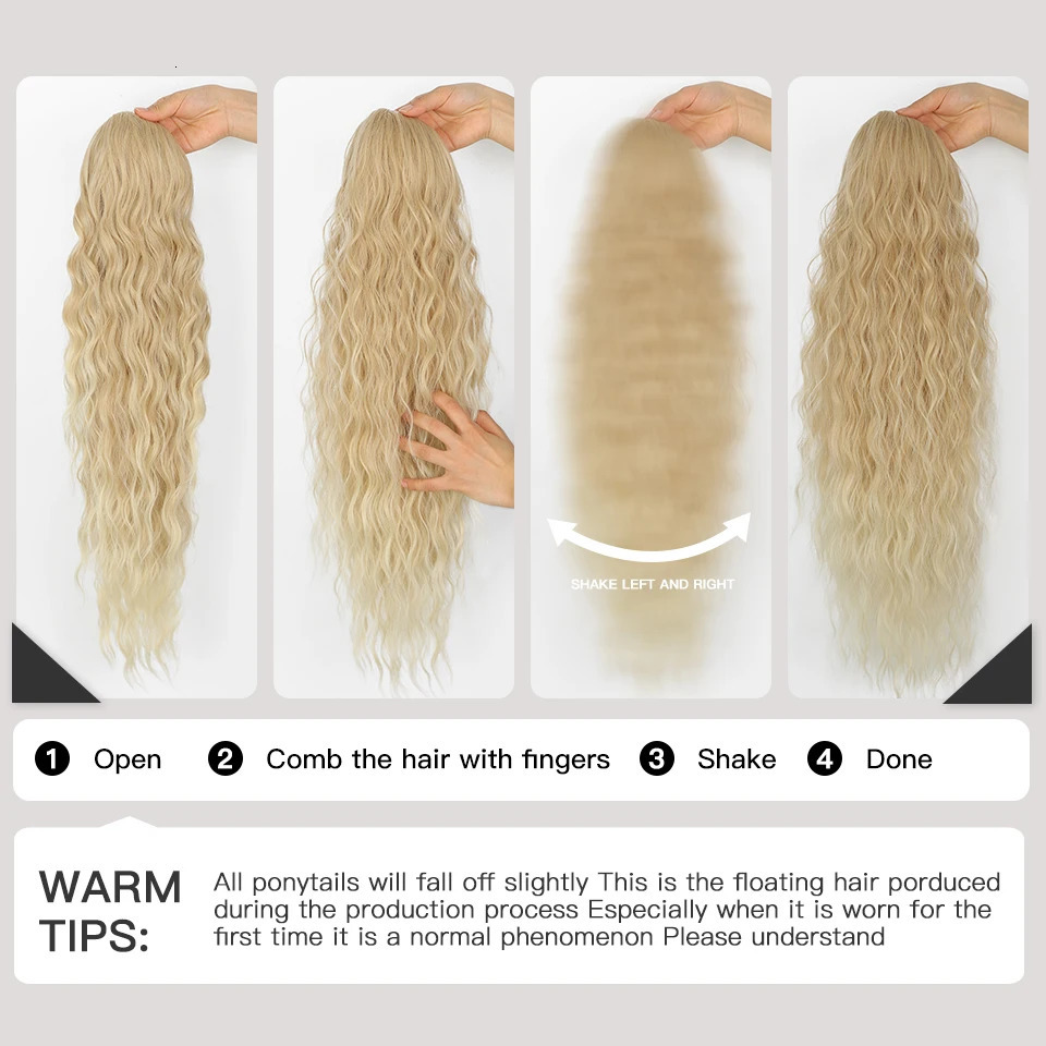 Lace Wigs AISI BEAUTY Synthetic Long Wavy tail for Women Blonde Black Red Drawstring tail Clip-In Hair 231012