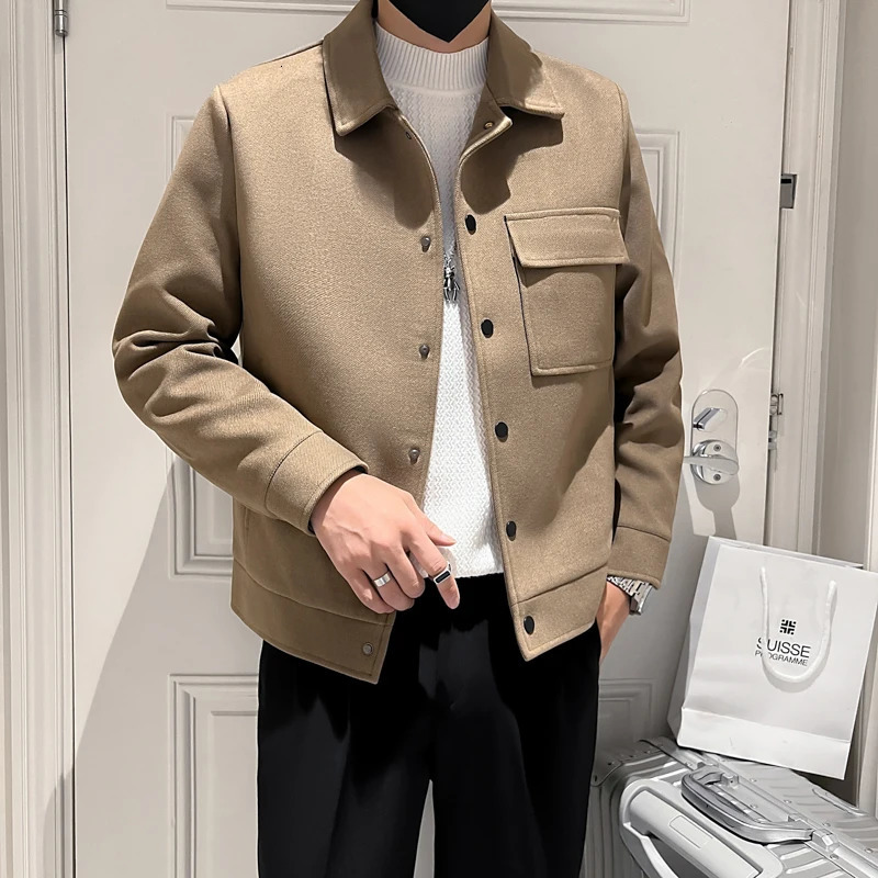 Men's Down Parkas 2023 The Latest Woolen Jackets Coat for Fall Solid Color Lapels Are Fashionable Slim Daily Casual Wear Outerwear 231011