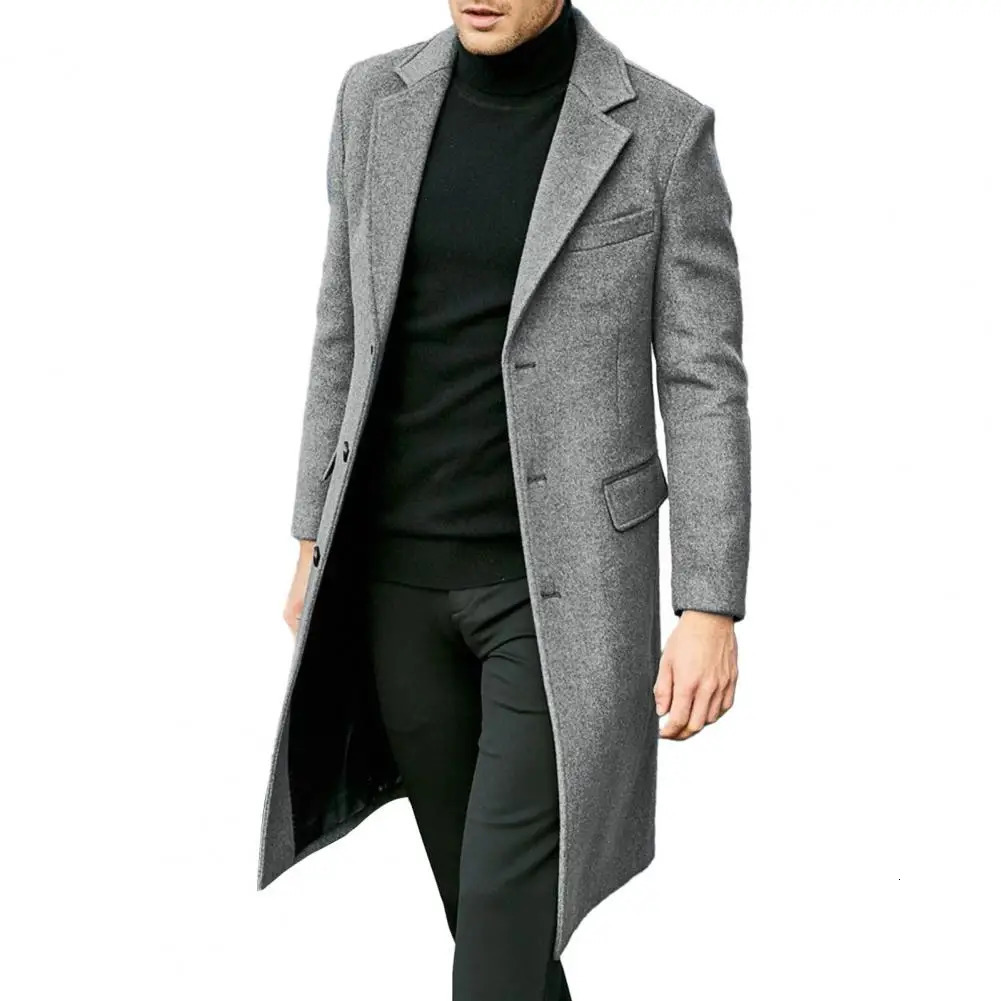 Men's Wool Blends Korean Trend Loose Casual Singlebreasted Overcoat Autumn Winter Fashion Long Sleeve Woolen Coat 2023 231011