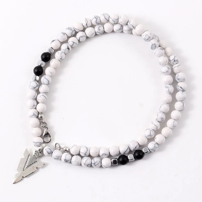 Chokers Fashion Charm Pendant Necklace Men Handmade 6mm Tiger Eye Stone Bead Jewelry Gift 231012