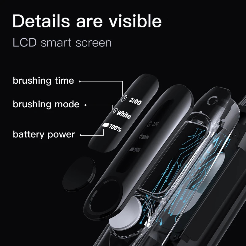 Toothbrush Nandme NX9000 Electric Toothbrush Ultrasonic IPX7 Waterproof Smart LCD display Inductive charging Deep Cleaning Tooth Brush 231012