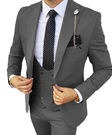 Men's Suits Blazers Men's Suit 3 Piece One Button Lapel Double Breasted Slim Fit Casual Business Dress Suits For Wedding Tuxedo BlazerPantsV