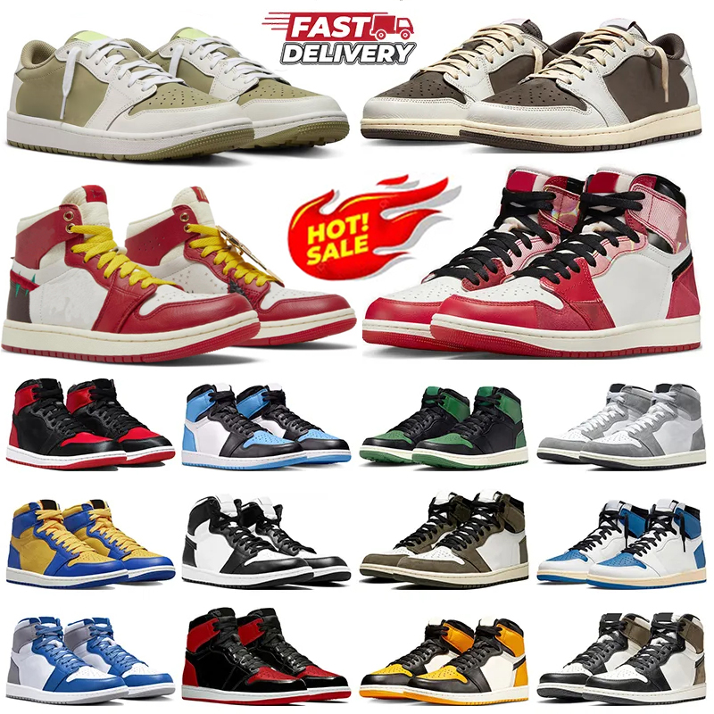 Jumpman 1 1s high Low travis Golf basksetball shoes men women Teyana Taylor Neutral Olive Black Phantom Reverse Mocha Palomino Scot mens trainers sports sneakers