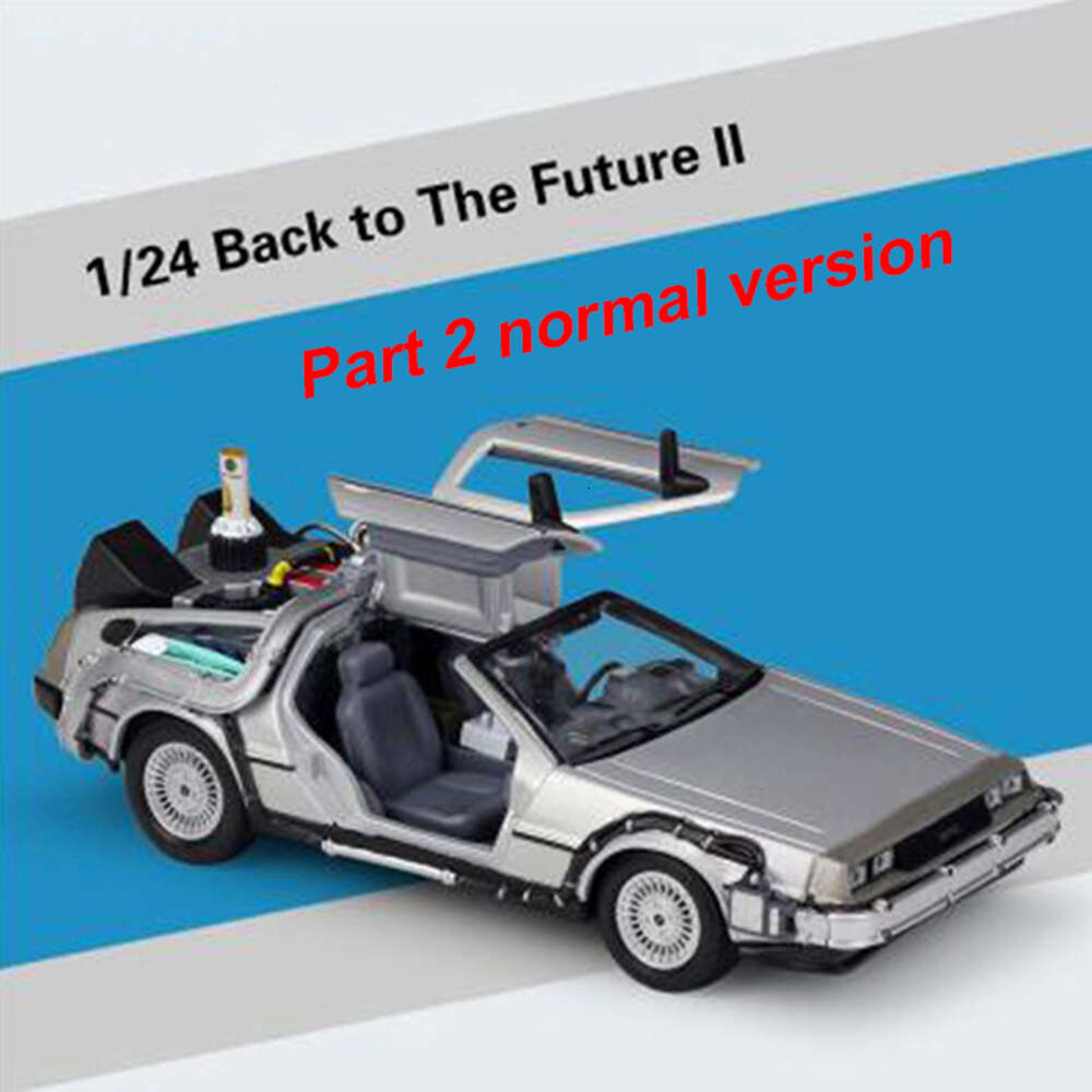 Mascot Costumes Back to the Future 1/24 Metal Alloy Car Diecast Marty Mcfly Part 1 2 3 Time Hine Delorean Dmc-12 Model Toy Bookshelf Ornament