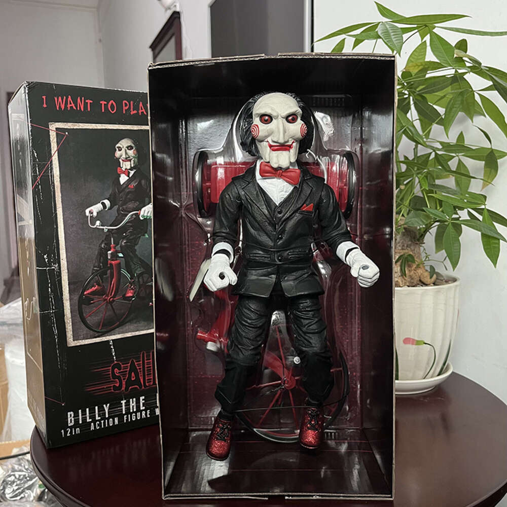 Mascot Costumes Original Neca Figure Saw Billy the Puppet on with Tricycle 30cm Action Figure Model Toys Christmas Present for Boyfriend