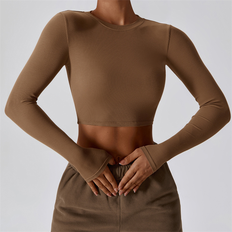 8188 Womens Yoga Shirts Tees Ladies Yoga Gym Slim Shirts Long Sleeve Running Excerise Tops Sportwear Breathable Shirt Fast Dry