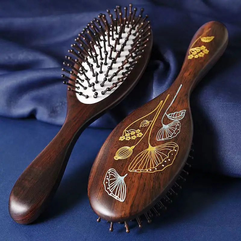 Hair Brushes Natural Sandalwood Comb Scalp Massage Relax Airbag Brush Head Blood Circulation Smooth Hair Anti Static Wooden Massager 231012