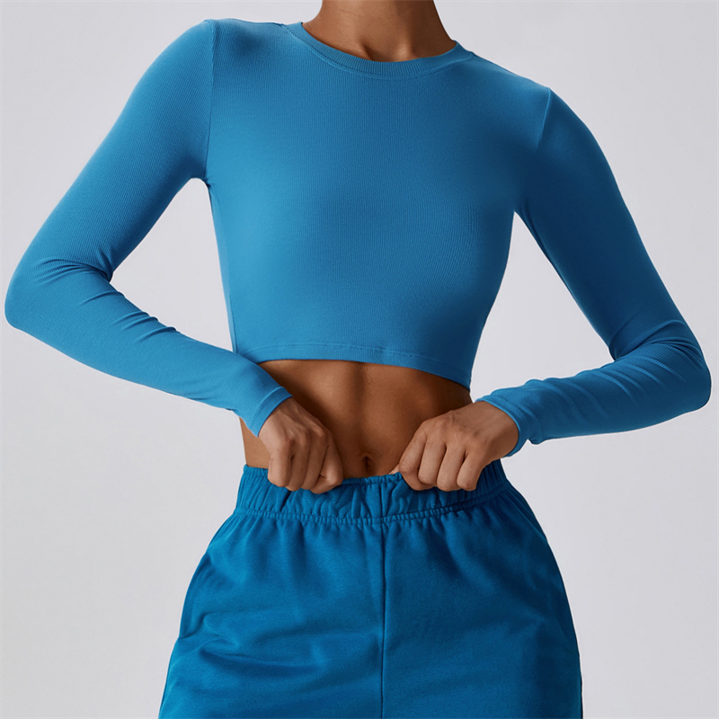 8188 Womens Yoga Shirts Tees Ladies Yoga Gym Slim Shirts Long Sleeve Running Excerise Tops Sportwear Breathable Shirt Fast Dry