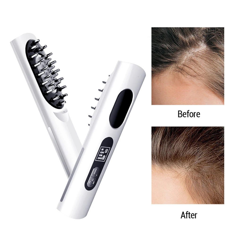 Hair Brushes EMS Electric Massage Comb Vibration LED Red Light Therapy Hair Tens Pulse Massage Scalp Brush for Hair Growth Anti Hair Loss 231012