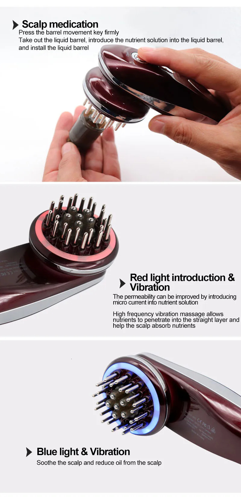 Hair Brushes Electric Wireless Red Light Growth Micro current Anti Hair Loss Hair Growth Care Vibration Head Massage Comb Scalp Massager 231012